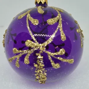 Koule 8cm fialová lesk ornament zl.hologram
